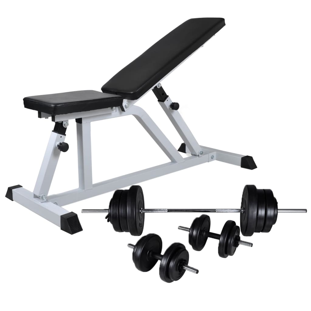 Trainingsbank met halterset 60,5 kg is nu te koop bij PeponiXL, paradijselijk wonen!