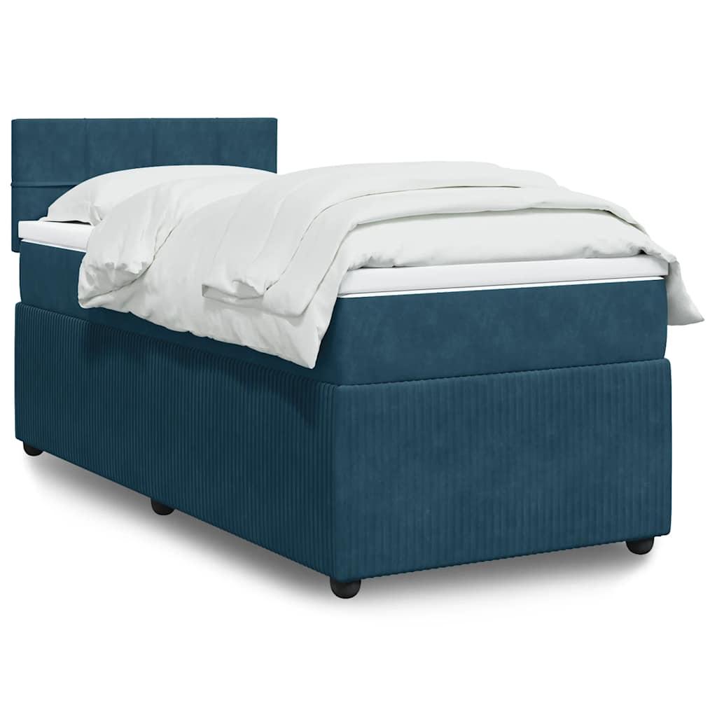 Boxspring met matras fluweel blauw 80x200 cm is nu te koop bij PeponiXL, paradijselijk wonen!