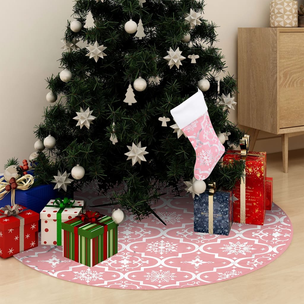 Kerstboomrok luxe met sok 90 cm stof roze is nu te koop bij PeponiXL, paradijselijk wonen!
