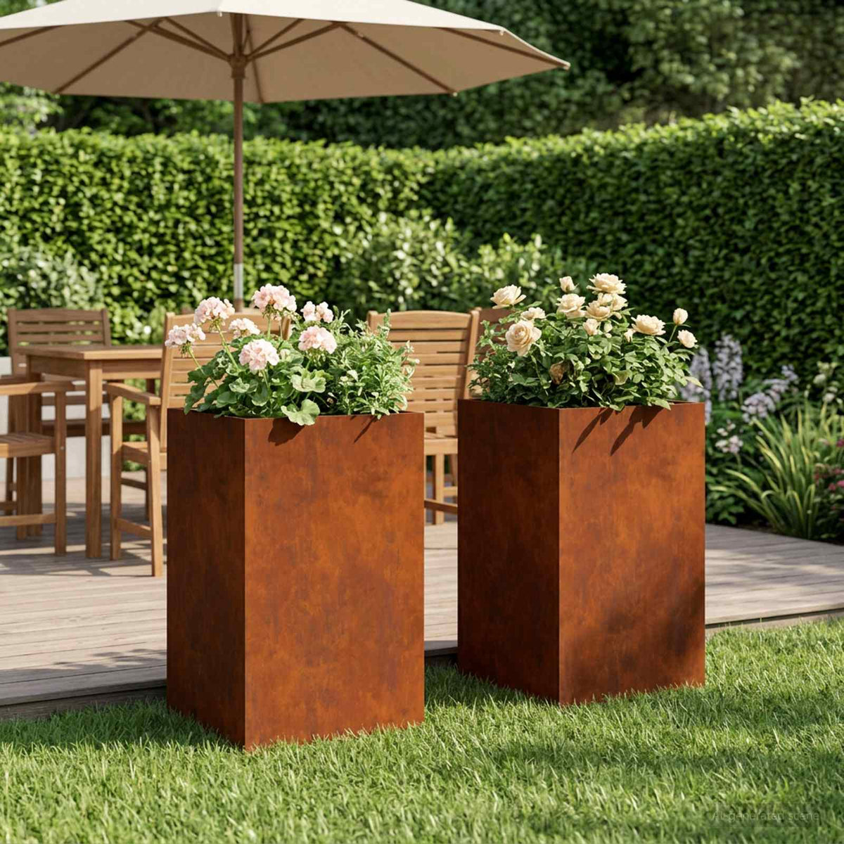 Plantenbak 2 st Roestkleurig 30 x 30 x 40 cm weervast staal is nu te koop bij PeponiXL, paradijselijk wonen!
