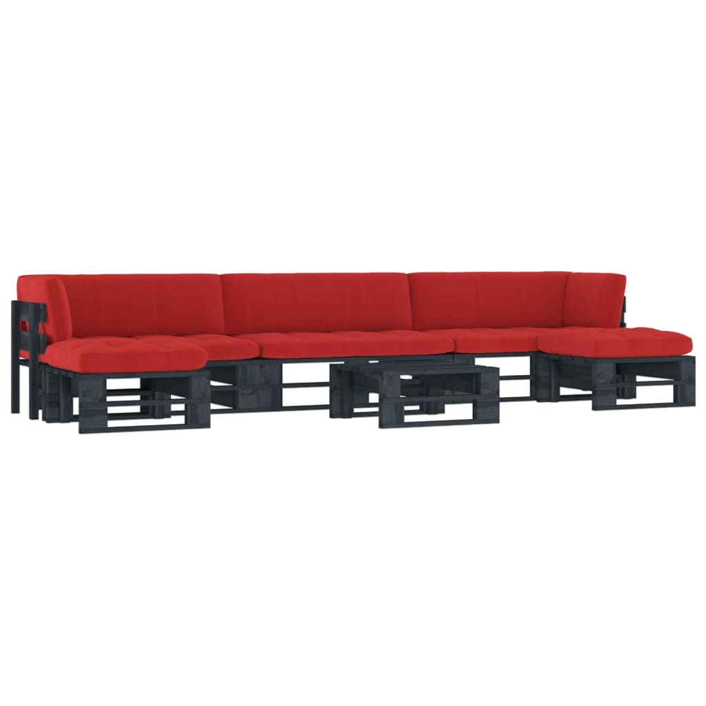 6-delige Loungeset pallet met kussens zwart geïmpregneerd hout is nu te koop bij PeponiXL, paradijselijk wonen!