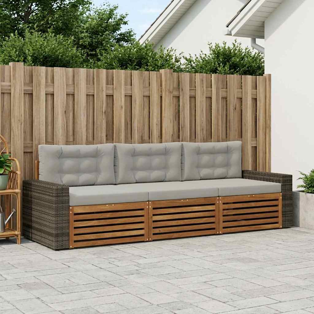 Buiten bankenset 3 pcs Naturel en lichtgrijs Polyester is nu te koop bij PeponiXL, paradijselijk wonen!