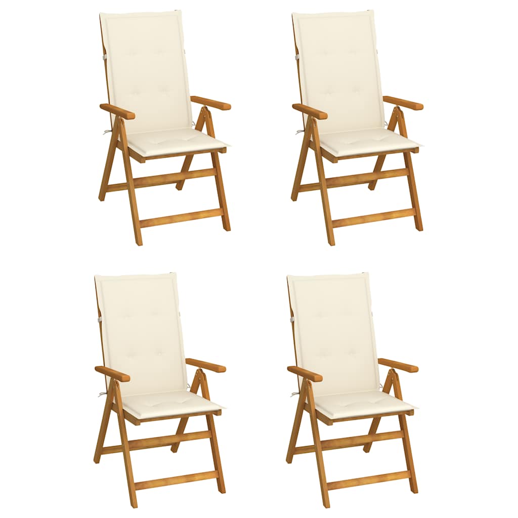 Tuinstoelen 4 st verstelbaar met kussens massief acaciahout is nu te koop bij PeponiXL, paradijselijk wonen!