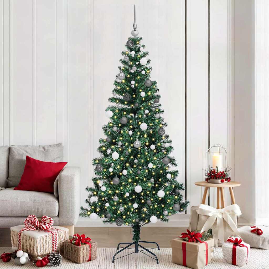 Kunstmatig Voorverlicht Kerstboom Groen 210 cm PVC en Metaal is nu te koop bij PeponiXL, paradijselijk wonen!