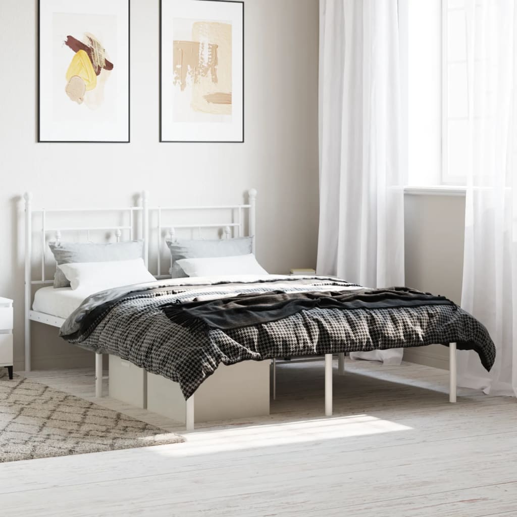 Bedframe met hoofdbord metaal wit 140x200 cm is nu te koop bij PeponiXL, paradijselijk wonen!