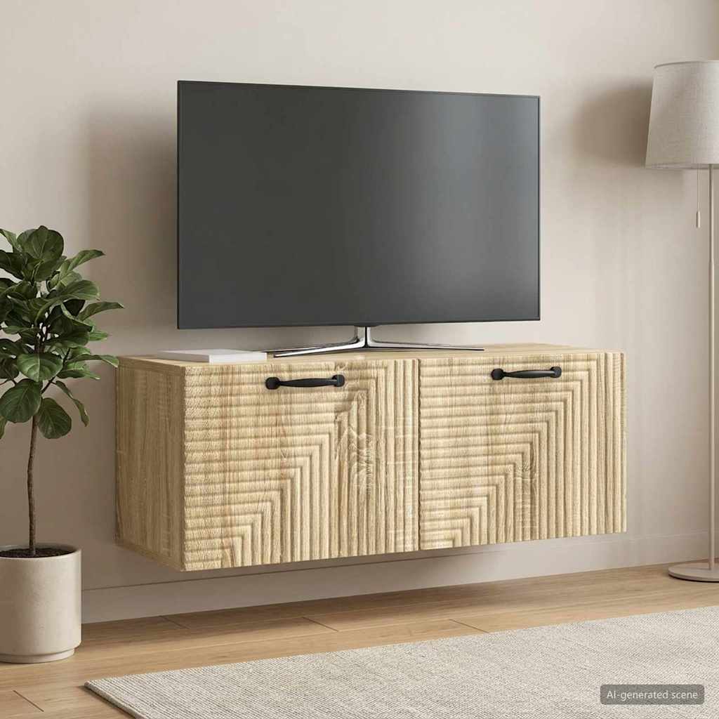 Wandbeugel TV-kast Sonoma Eiken 78,5 x 31 x 30 cm Bewerkt hout is nu te koop bij PeponiXL, paradijselijk wonen!