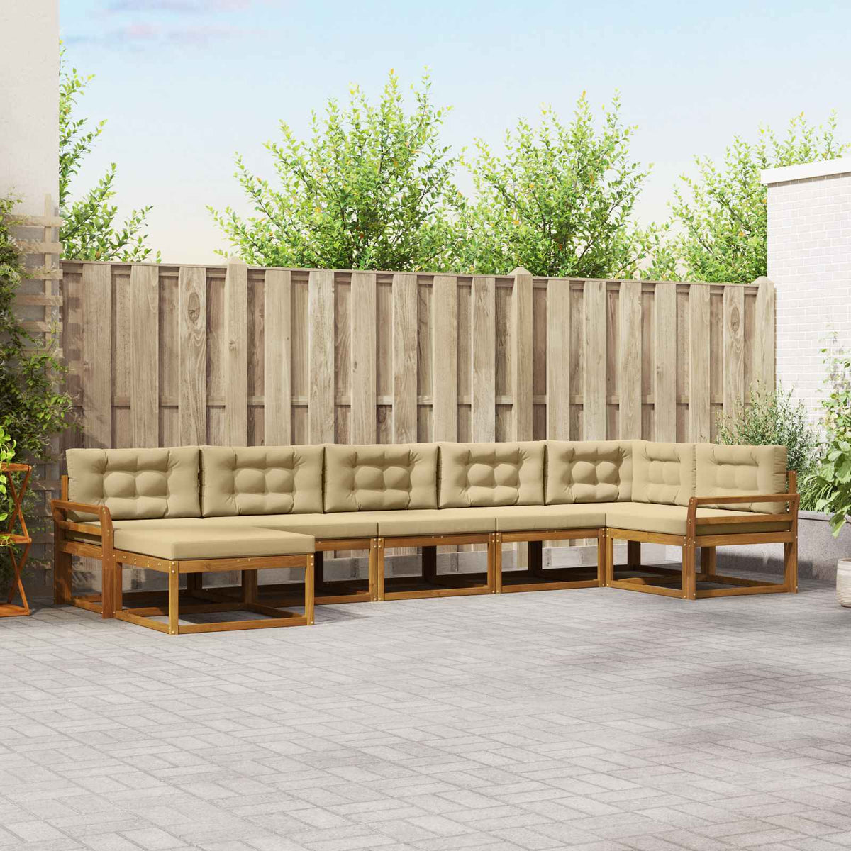 Buiten bankenset met kussen 7 pcs Natuurlijk en Beige is nu te koop bij PeponiXL, paradijselijk wonen!