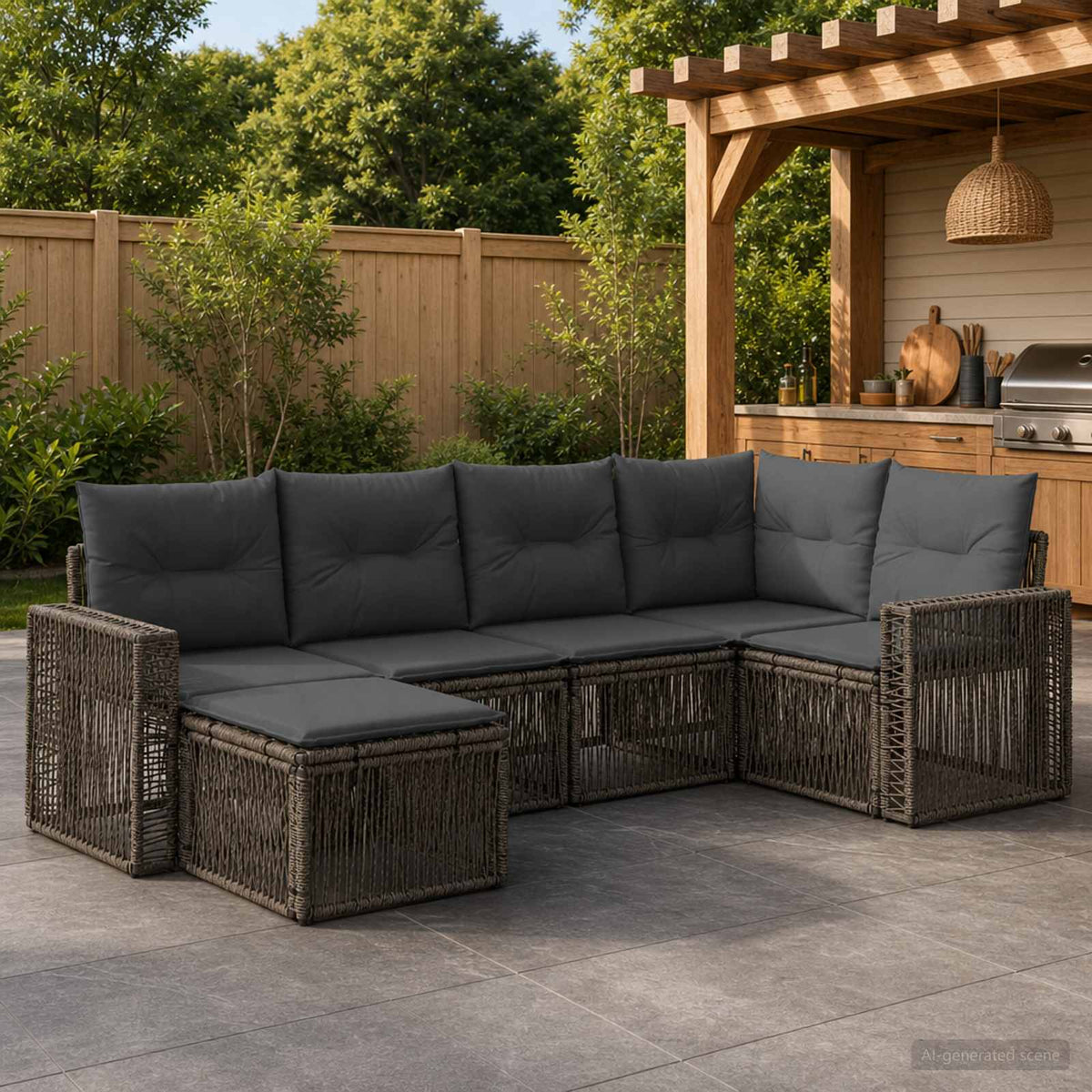 Tuinbankenset 6 pcs Grijs en Donkergrijs poly rattan is nu te koop bij PeponiXL, paradijselijk wonen!