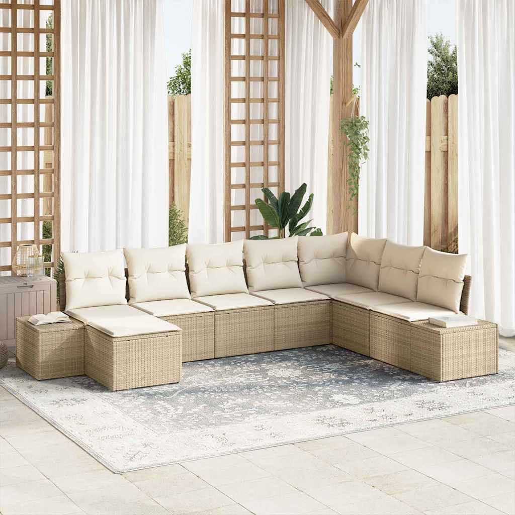 Tuin Sofa Set 8 st Beige en Crème poly rattan is nu te koop bij PeponiXL, paradijselijk wonen!