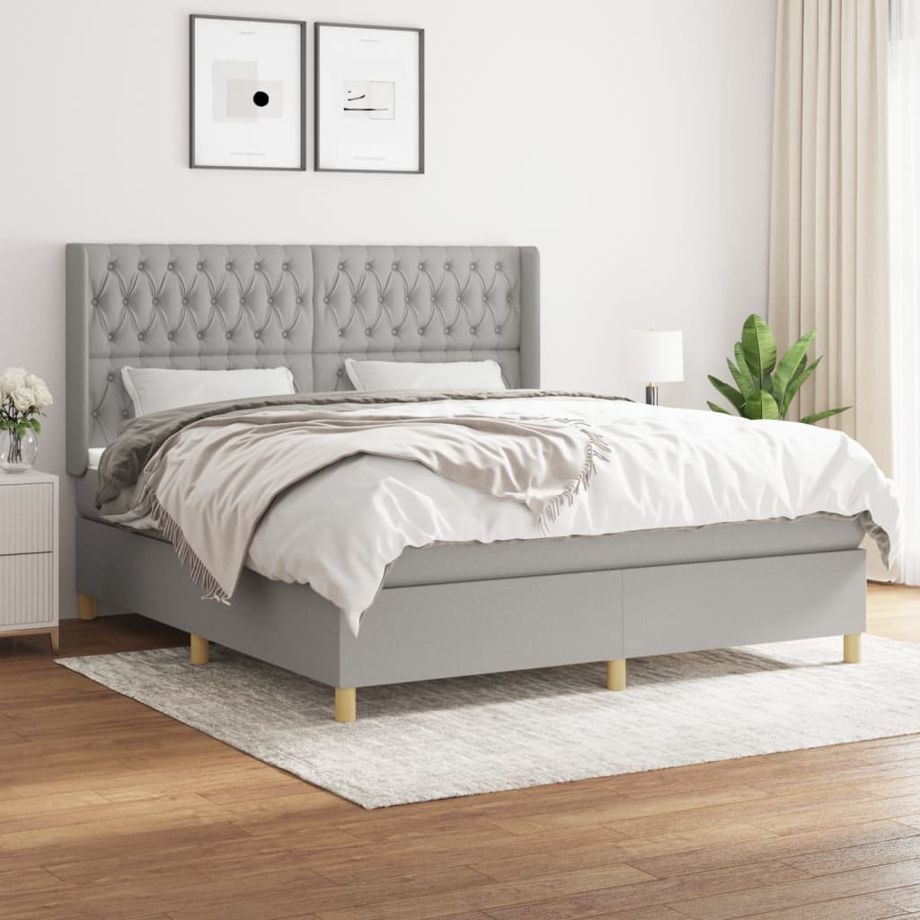 Boxspring met matras stof lichtgrijs 180x200 cm is nu te koop bij PeponiXL, paradijselijk wonen!