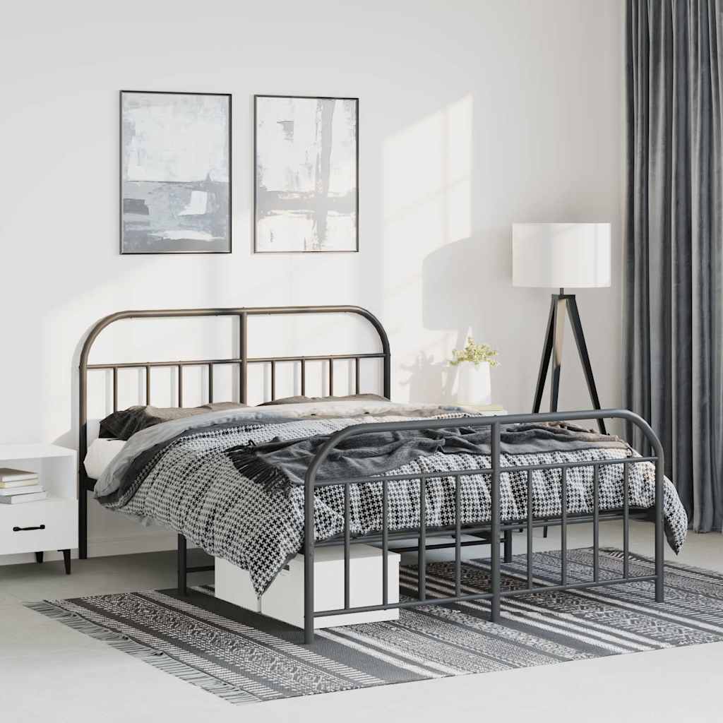 Bedframe met hoofd- en voeteneinde metaal zwart 135x190 cm is nu te koop bij PeponiXL, paradijselijk wonen!