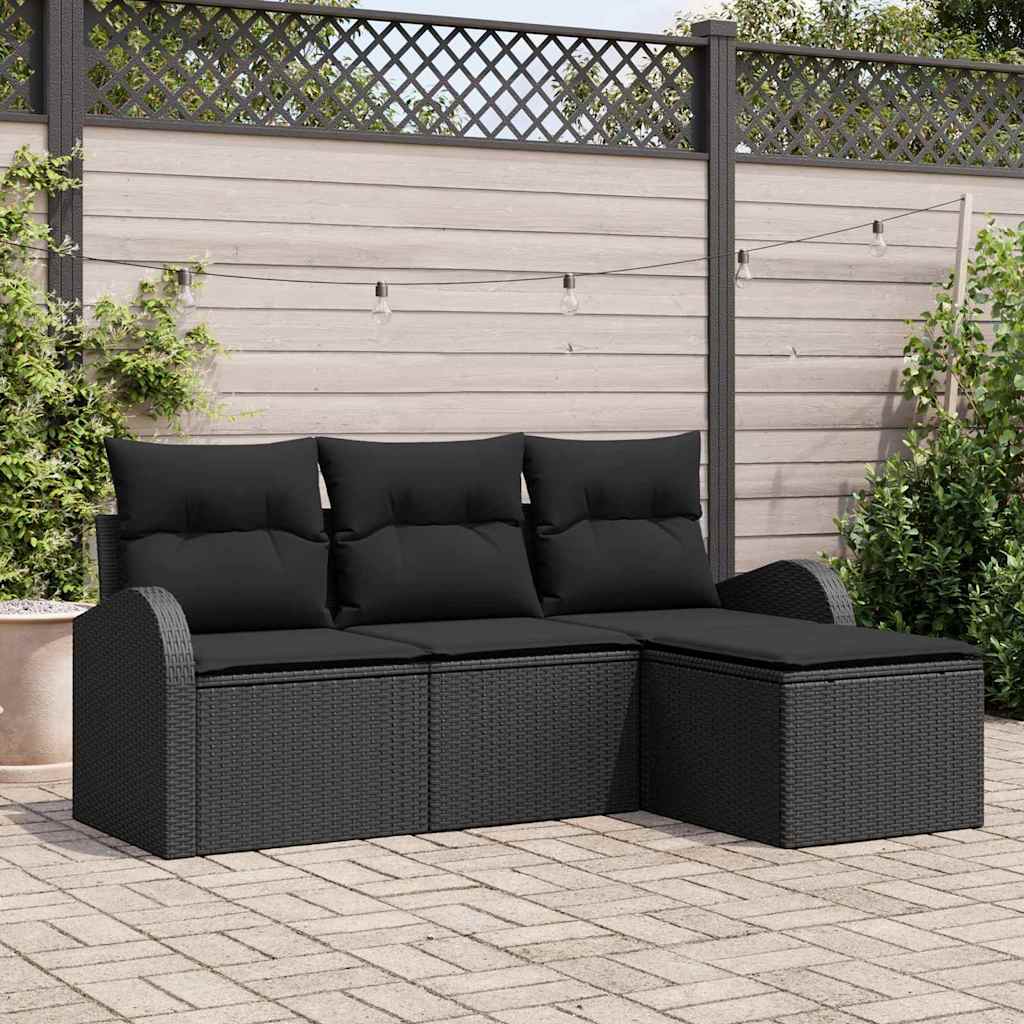 Tuin Sofa Set Zwart poly rattan is nu te koop bij PeponiXL, paradijselijk wonen!