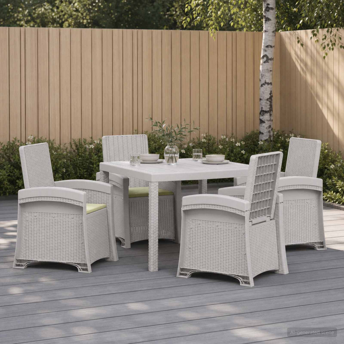 Tuin eettafelset 5 st Wit en crèmekleurig PP is nu te koop bij PeponiXL, paradijselijk wonen!