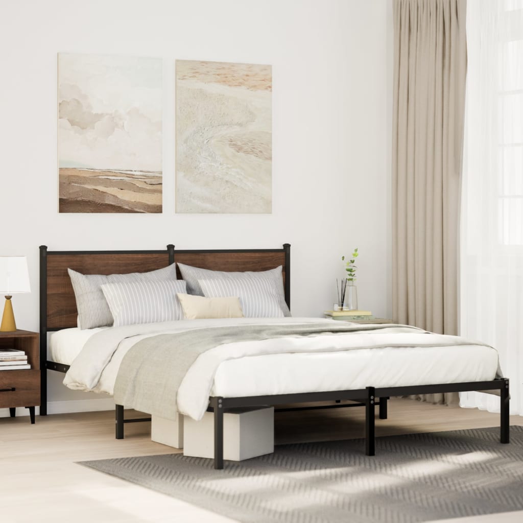Bedframe zonder matras metaal gerookt eikenkleurig 140x200 cm is nu te koop bij PeponiXL, paradijselijk wonen!
