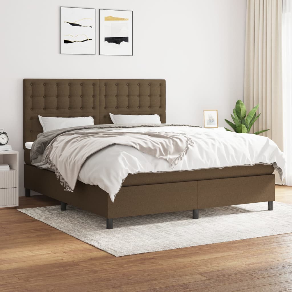 Boxspring met matras stof donkerbruin 180x200 cm is nu te koop bij PeponiXL, paradijselijk wonen!