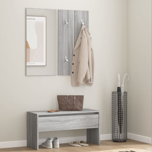 Garderobe set bewerkt hout grijs sonoma eikenkleurig is nu te koop bij PeponiXL, paradijselijk wonen!