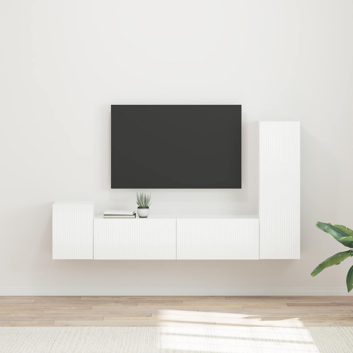 Tv-meubelset Wandgemonteerd 4 pcs Hoogglans wit Bewerkt hout is nu te koop bij PeponiXL, paradijselijk wonen!