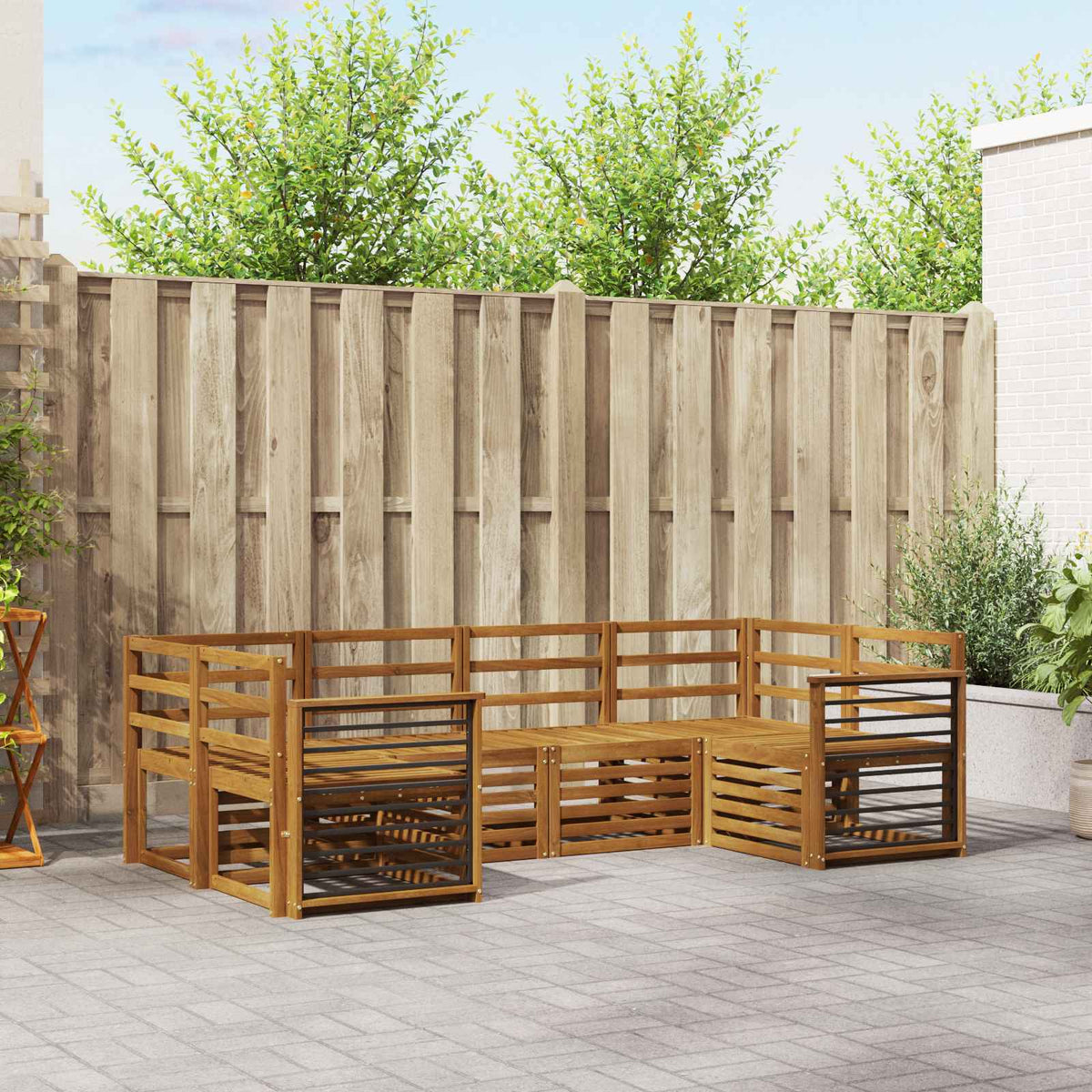 Sofa-Sets 6 pcs Naturel Massief Acaciahout is nu te koop bij PeponiXL, paradijselijk wonen!