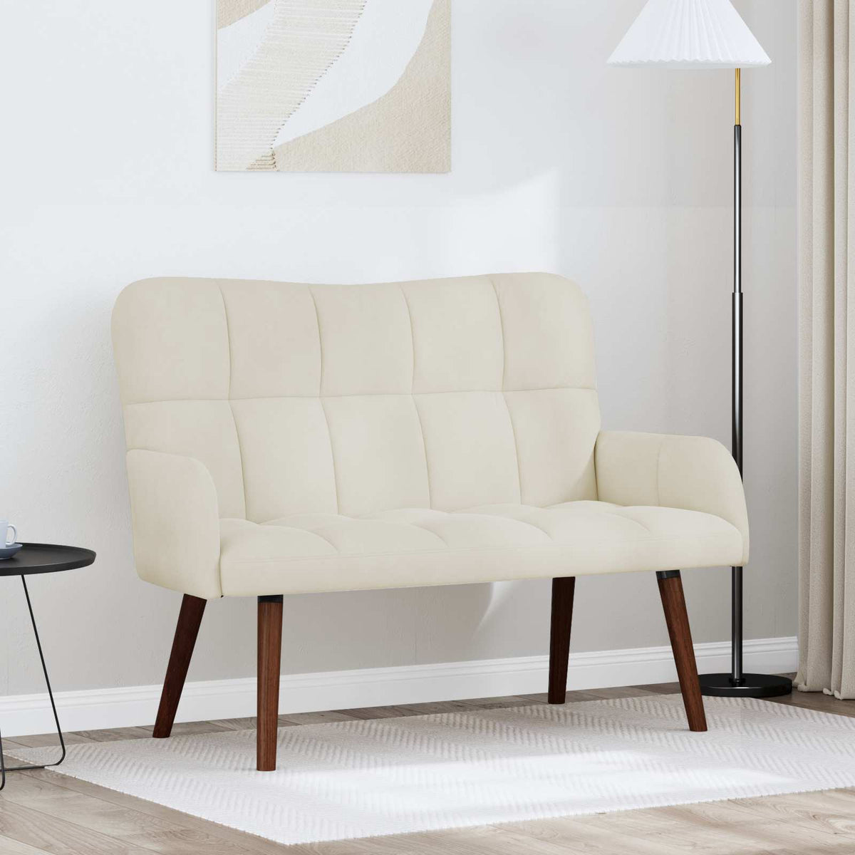 Twee Persoons Sofa Crème 115 x 61 x 87 cm Fluweel is nu te koop bij PeponiXL, paradijselijk wonen!