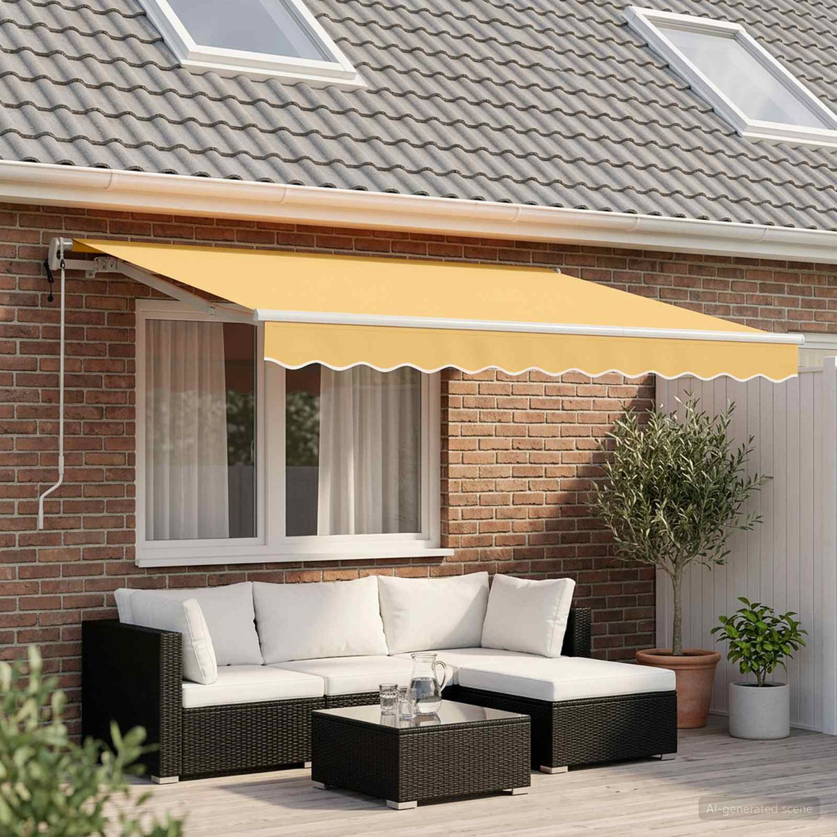 Inklapbaar Zonnescherm Zand 3,5 x 2 m Stof is nu te koop bij PeponiXL, paradijselijk wonen!