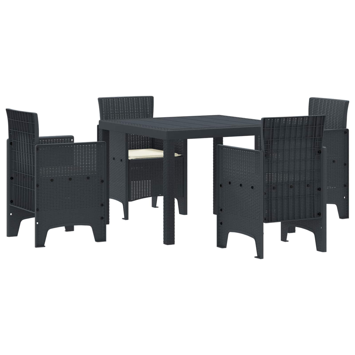 Tuin Eetset 5 pcs Antraciet Polypropyleen is nu te koop bij PeponiXL, paradijselijk wonen!