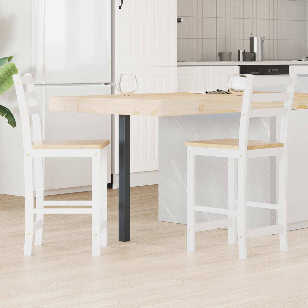 Eettafelstoelen 2 pcs Wit 40 x 47,5 x 99,5 cm is nu te koop bij PeponiXL, paradijselijk wonen!