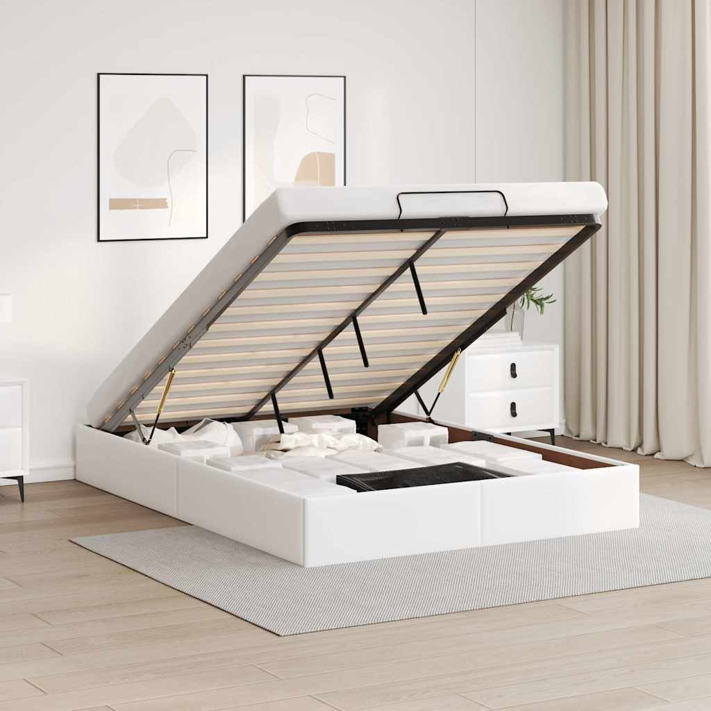Bedframe zonder matras 140x190 cm kunstleer wit is nu te koop bij PeponiXL, paradijselijk wonen!