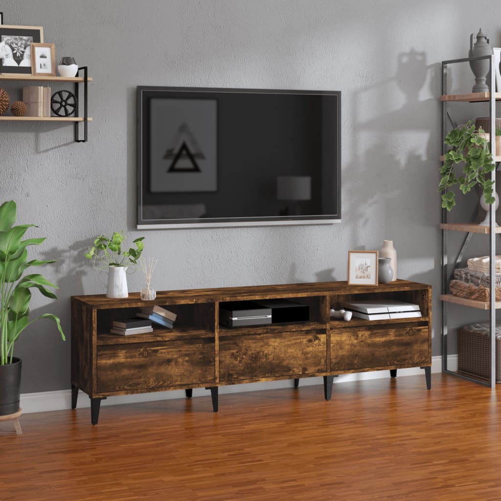 Tv-meubel 150x30x44,5 cm bewerkt hout gerookt eikenkleurig is nu te koop bij PeponiXL, paradijselijk wonen!