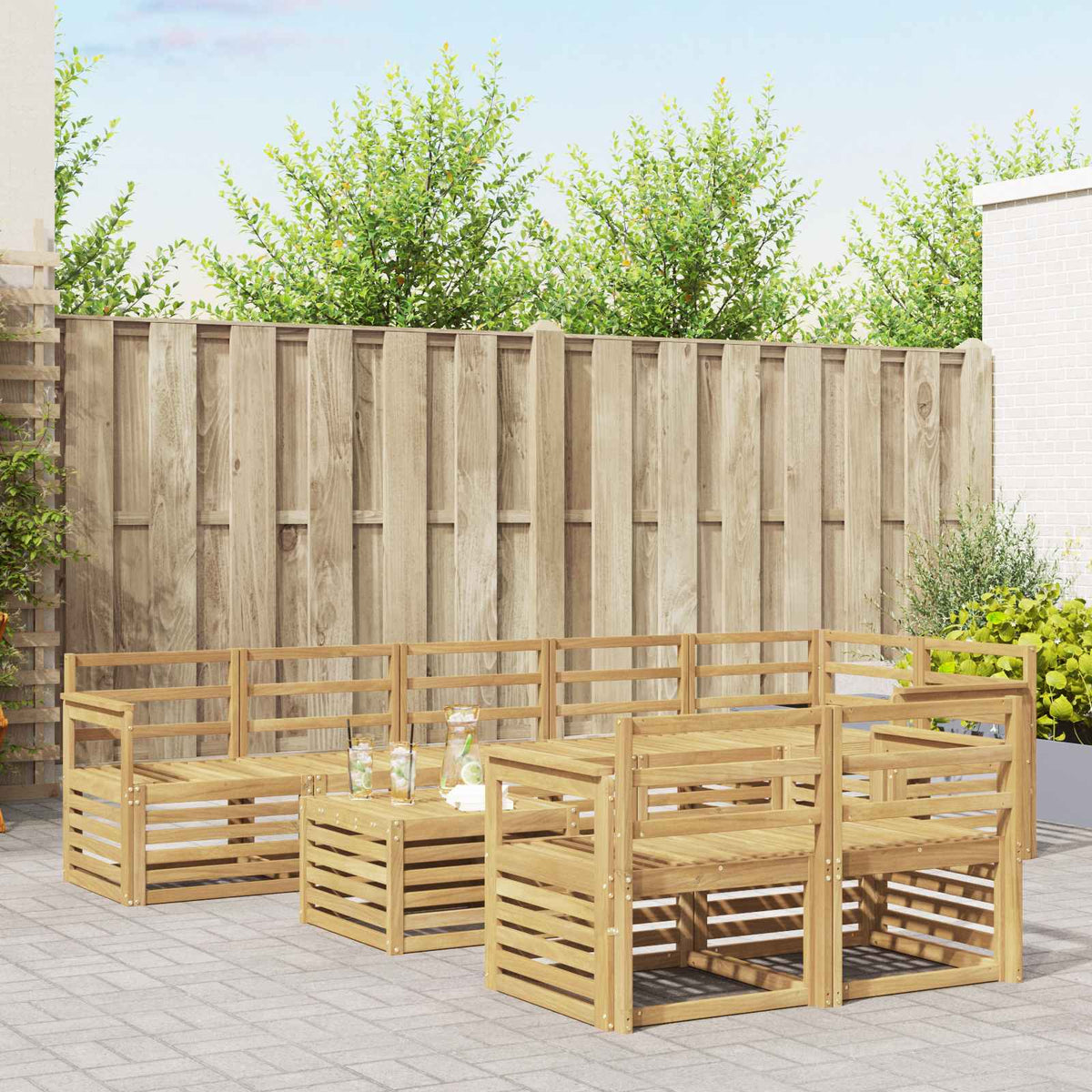 Buiten bankenset 9 pcs Wit 59 x 59 x 37 cm Massief Acaciahout is nu te koop bij PeponiXL, paradijselijk wonen!