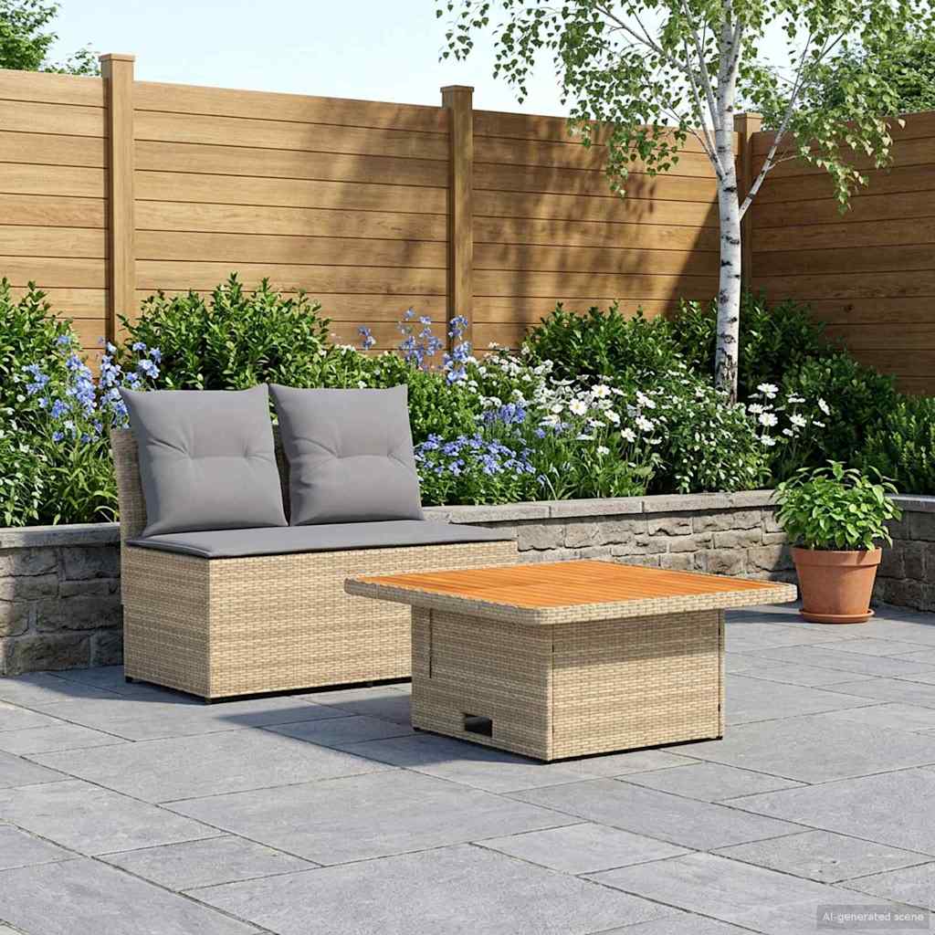 2 Stuk Tuin middelste sofa met uitschuiftafel poly rattan is nu te koop bij PeponiXL, paradijselijk wonen!
