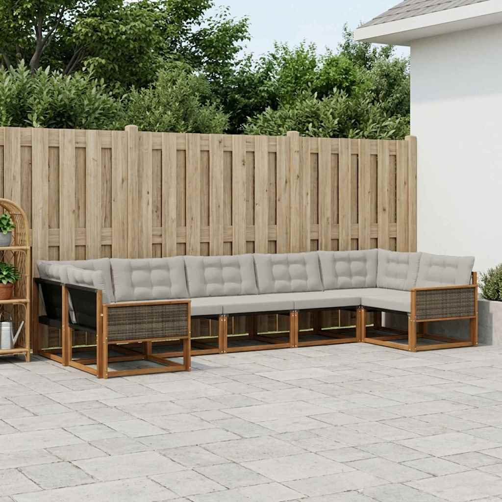 Buiten bankenset met kussen 7 pcs Naturel en lichtgrijs is nu te koop bij PeponiXL, paradijselijk wonen!