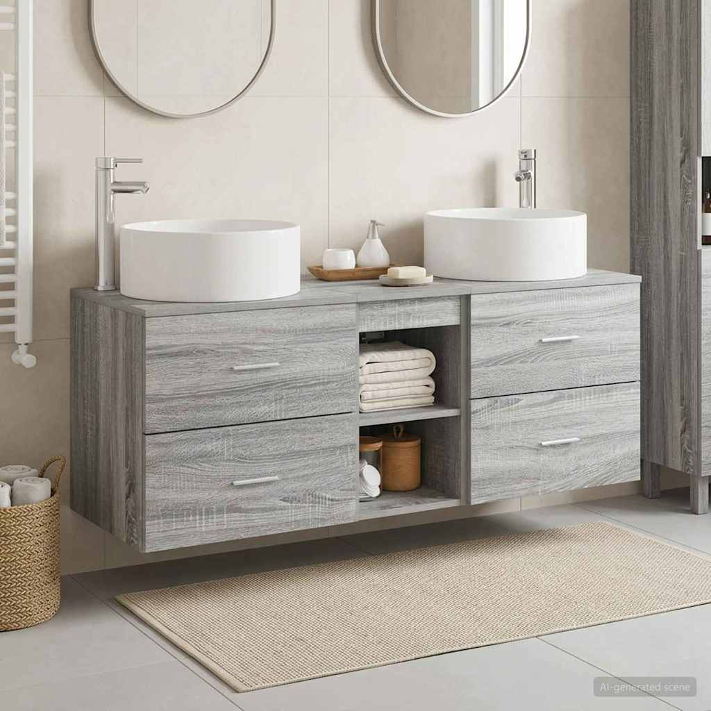 Badkamermeubelset 3 st Grijs Sonoma 49,5 x 44,5 x 65,5 cm is nu te koop bij PeponiXL, paradijselijk wonen!