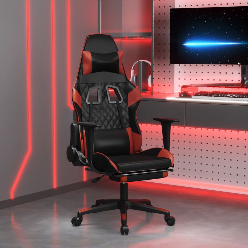 Gamestoel met voetensteun kunstleer wit en wijnrood is nu te koop bij PeponiXL, paradijselijk wonen!