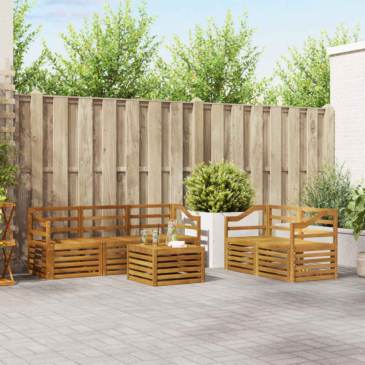Sofa-Sets 6 pcs Naturel Massief Acaciahout is nu te koop bij PeponiXL, paradijselijk wonen!