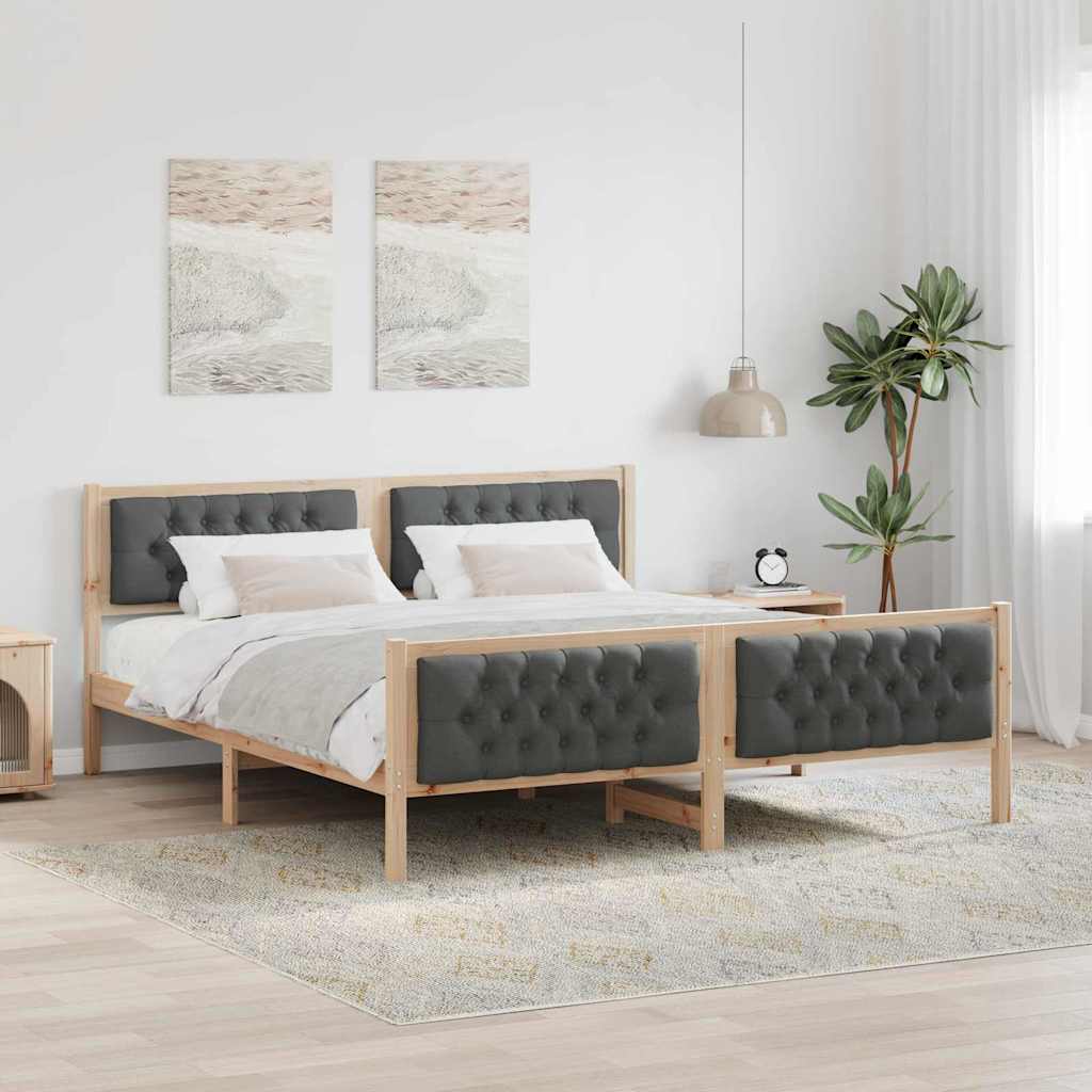 Bedframe Donkergrijs 180 x 200 cm Massief grenenhout is nu te koop bij PeponiXL, paradijselijk wonen!