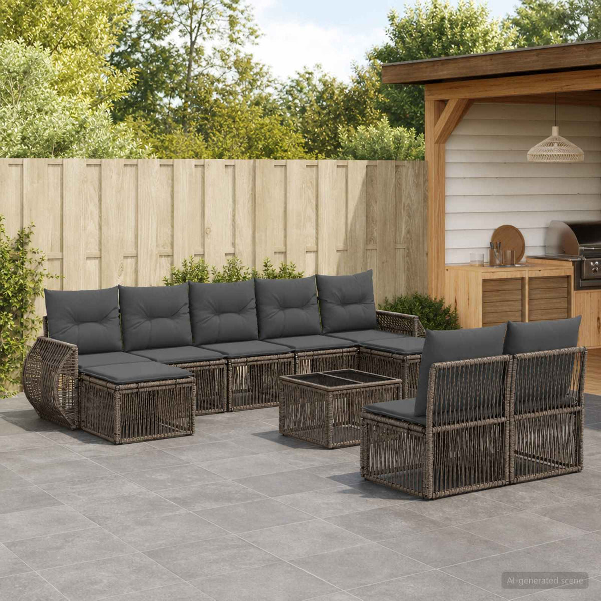 Tuinbankenset 10 pcs Grijs en Donkergrijs poly rattan is nu te koop bij PeponiXL, paradijselijk wonen!