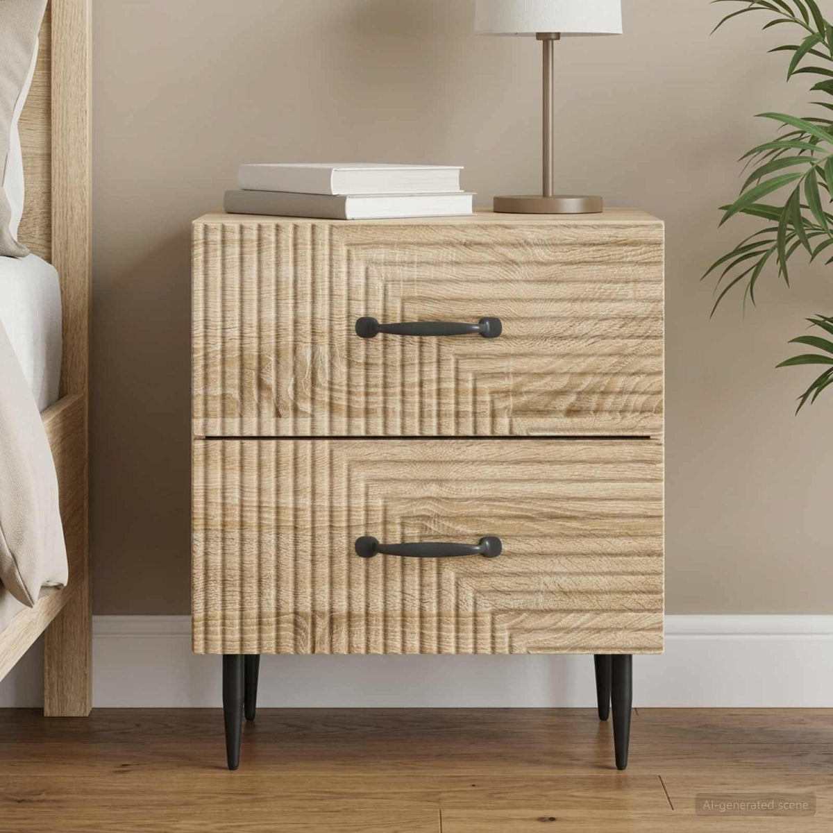 Nachtkastje Sonoma Eiken 43 x 34,5 x 47,5 cm Bewerkt hout is nu te koop bij PeponiXL, paradijselijk wonen!