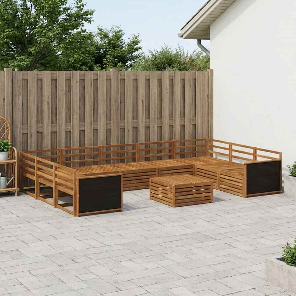 Buiten bankenset 10 pcs Naturel Massief Acaciahout is nu te koop bij PeponiXL, paradijselijk wonen!