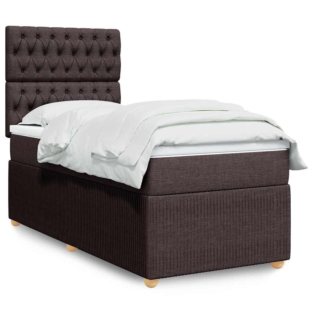 Boxspring met matras stof donkerbruin 100x200 cm is nu te koop bij PeponiXL, paradijselijk wonen!