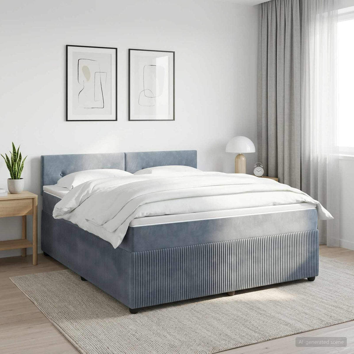 Boxspringbed met matras Donkergrijs 140 x 190 cm Fluweel is nu te koop bij PeponiXL, paradijselijk wonen!