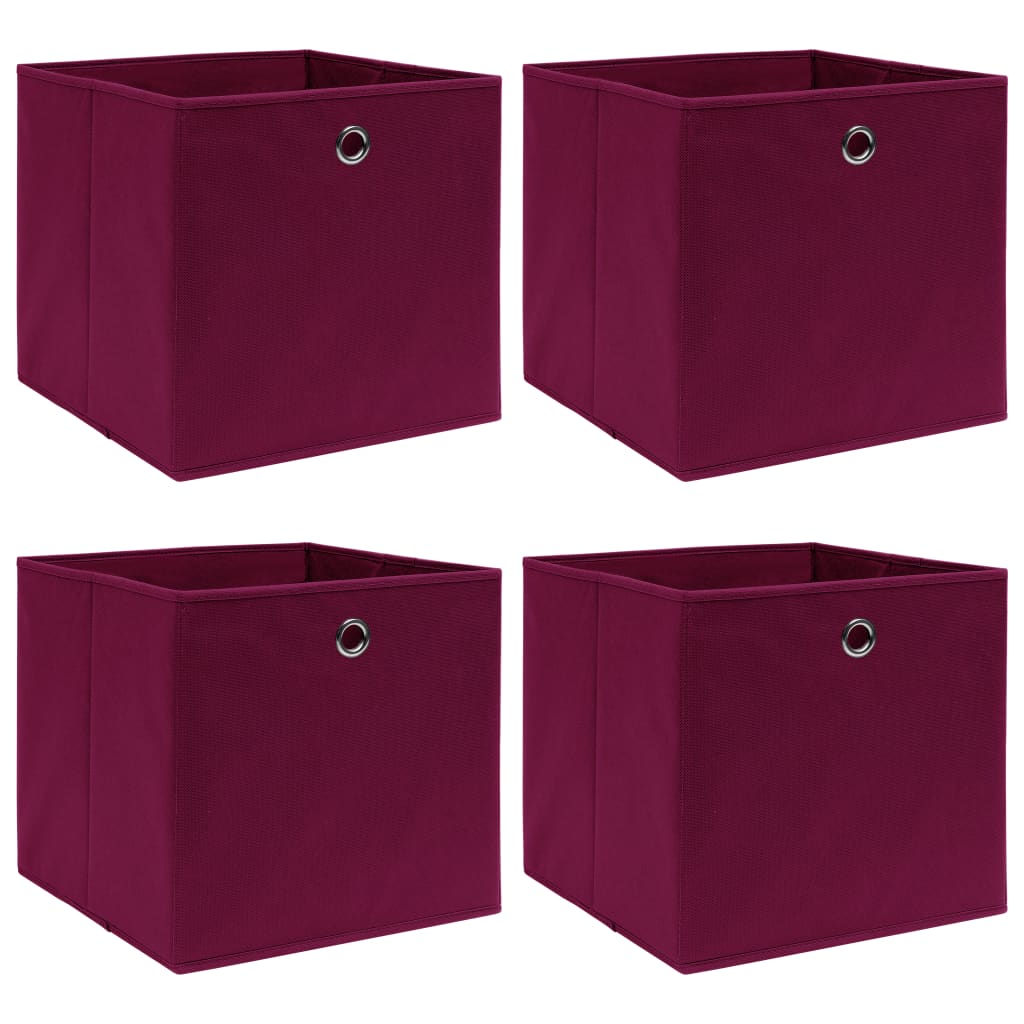 Opbergboxen 4 st 32x32x32 cm stof donkerrood is nu te koop bij PeponiXL, paradijselijk wonen!