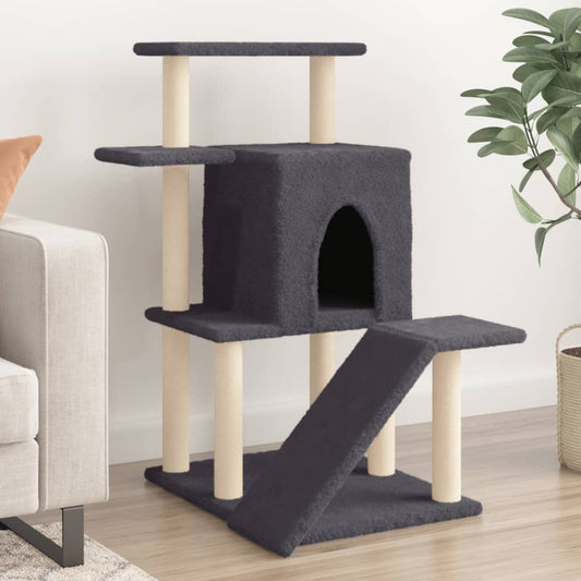 Kattenmeubel met sisal krabpalen 97 cm donkergrijs is nu te koop bij PeponiXL, paradijselijk wonen!