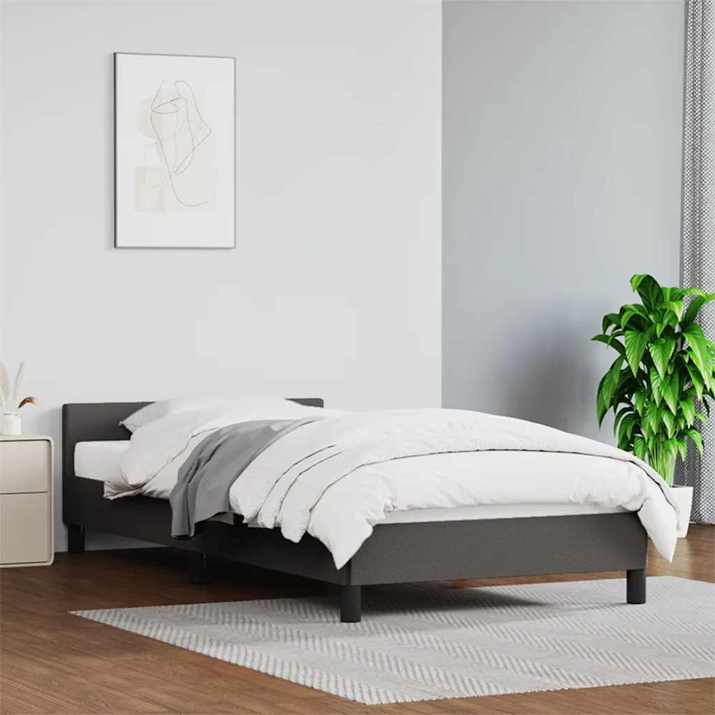 Bedframe met hoofdeinde zonder matras 90x200 cm grijs is nu te koop bij PeponiXL, paradijselijk wonen!