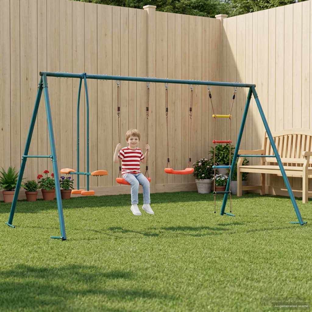 Buiten Schommelset Meerkleurig 330 x 185 x 185 cm Staal en PE is nu te koop bij PeponiXL, paradijselijk wonen!