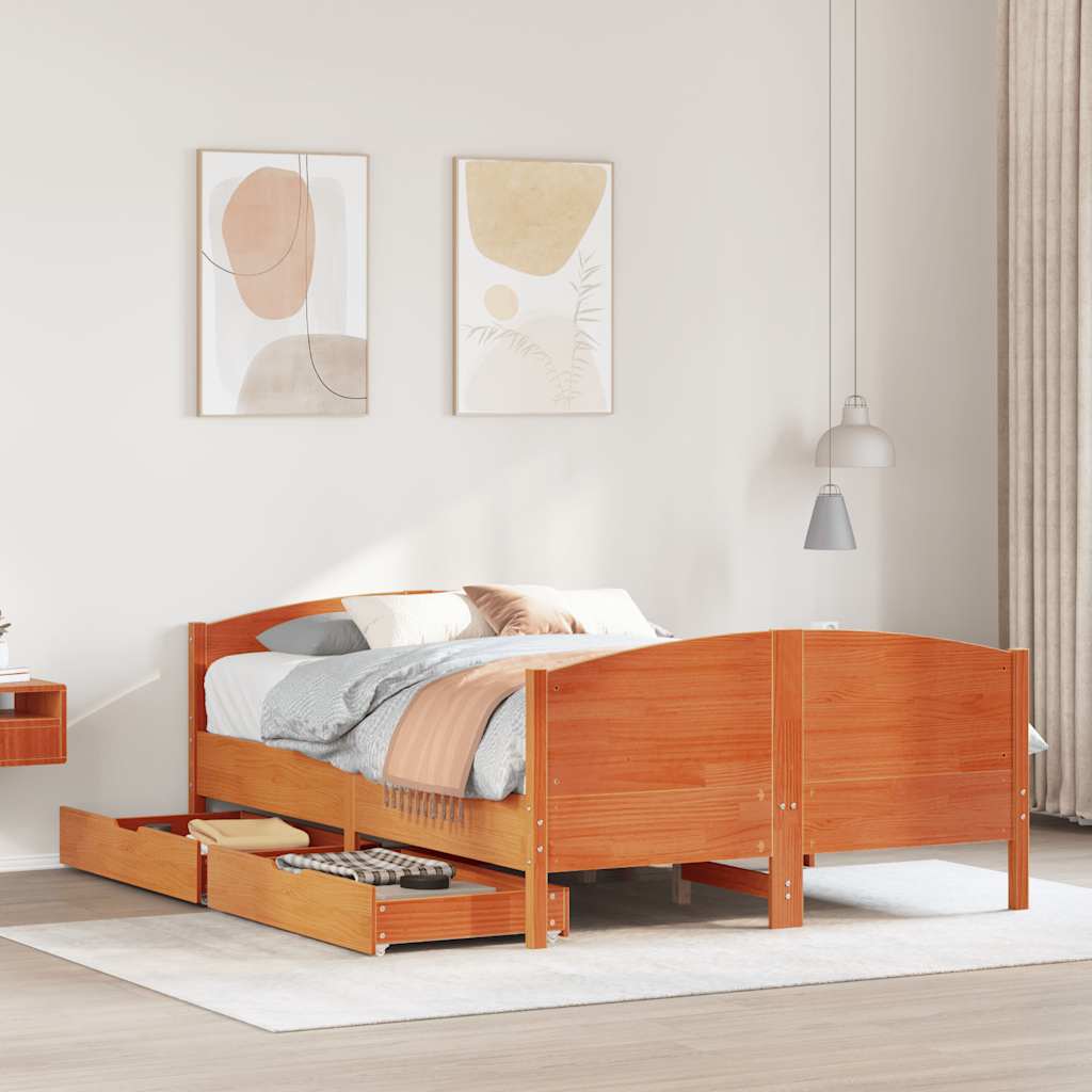 Bedframe zonder matras massief grenenhout wasbruin 120x200 cm is nu te koop bij PeponiXL, paradijselijk wonen!