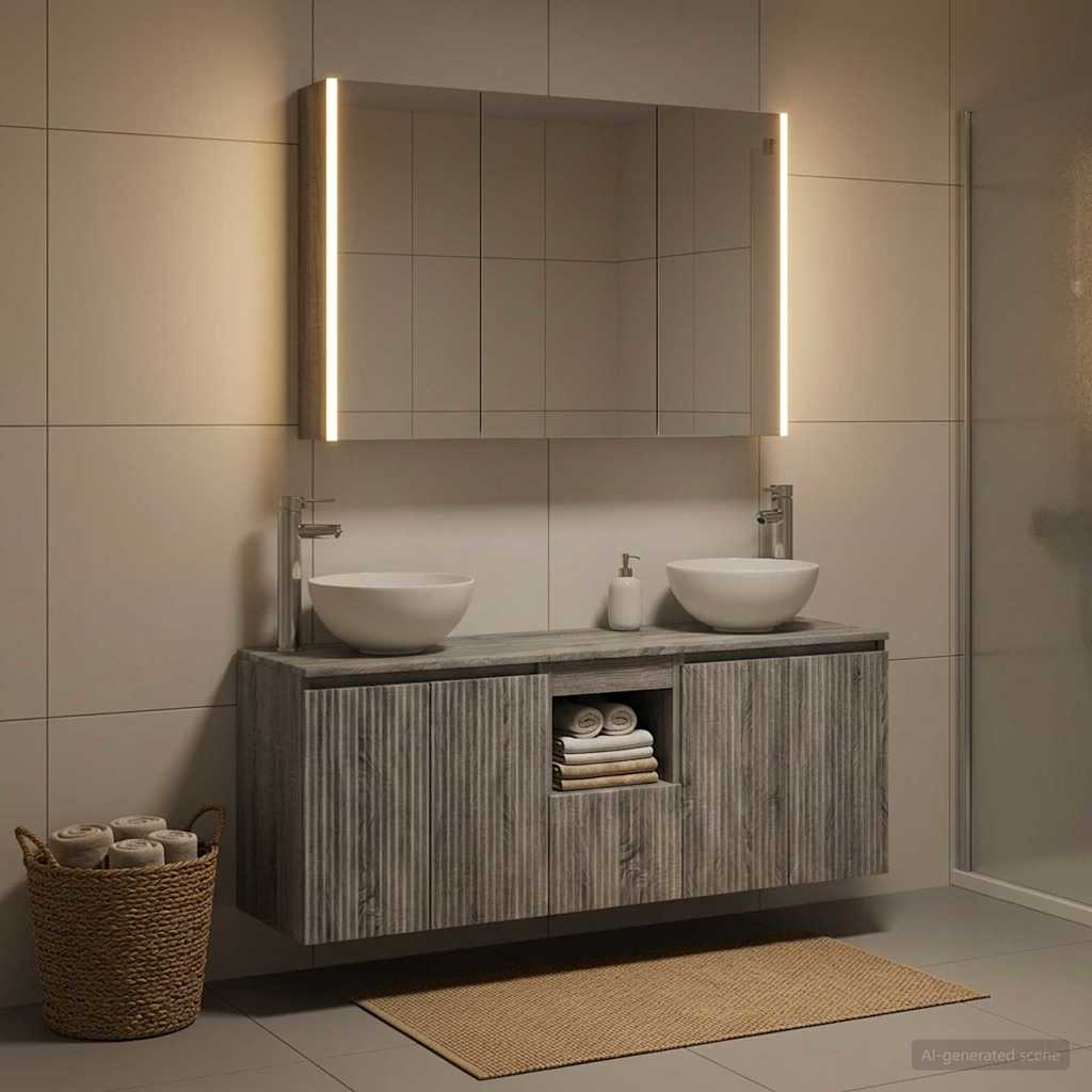Badkamerkastenset 4 st Grijs Sonoma Bewerkt hout is nu te koop bij PeponiXL, paradijselijk wonen!