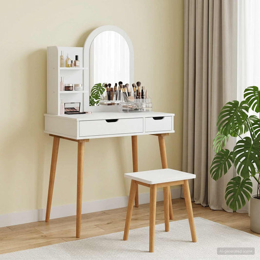 Toilettafel Set FAUSKE 3 pcs Wit 76 x 50 x 143 cm is nu te koop bij PeponiXL, paradijselijk wonen!