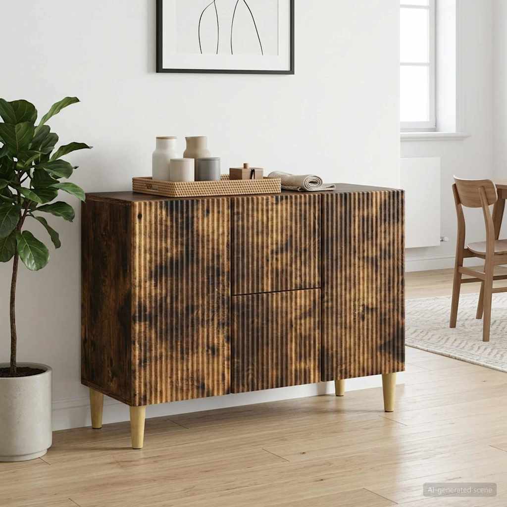 Dressoir met lade Gerookt eiken 89 x 34,5 x 60 cm Bewerkt hout is nu te koop bij PeponiXL, paradijselijk wonen!