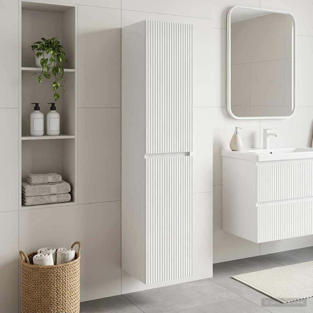 Wand Gemonteerde Badkamerkast Hoogglans Wit 33 x 34,5 x 160 cm is nu te koop bij PeponiXL, paradijselijk wonen!