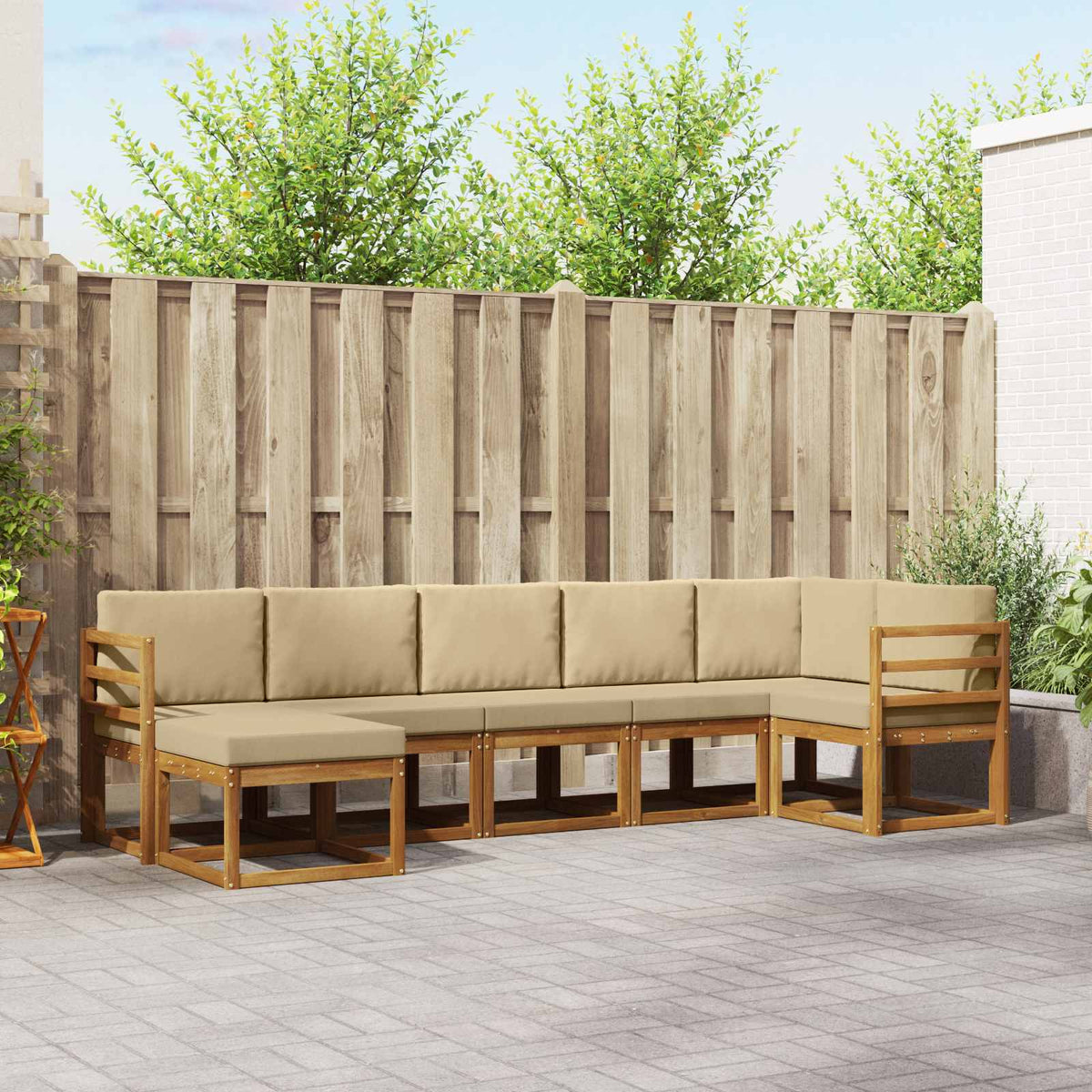 Buiten bankenset met kussen 7 pcs Natuurlijk en Beige is nu te koop bij PeponiXL, paradijselijk wonen!